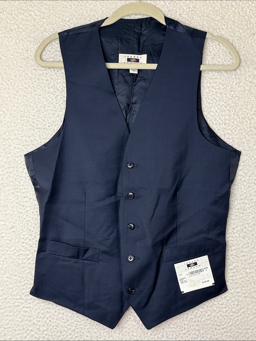 NWT Joseph Abboud Men's 5-button Modern Wool Vest Navy Solid Small